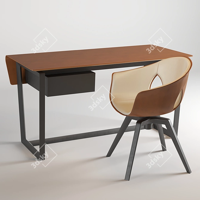 Elegance Duo: Ginger Armchair & Fred Table 3D model image 1