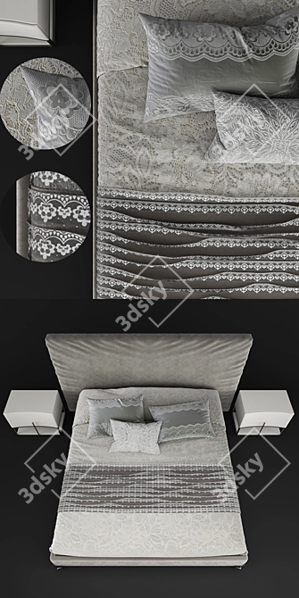 London Collection Contemporary Upholstered Bed 3D model image 2