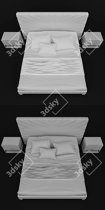 London Collection Contemporary Upholstered Bed 3D model image 3