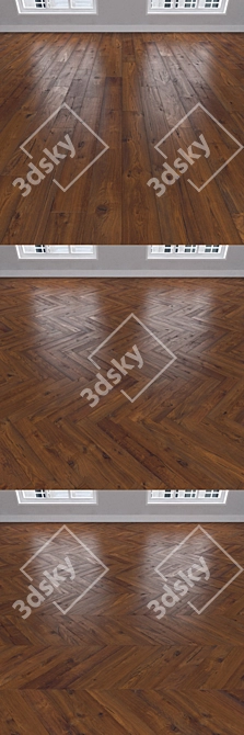 Amber Oak Parquet: Herringbone, Linear, Chevron 3D model image 2