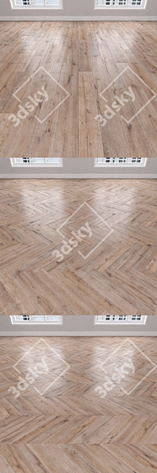 Oak Parquet Flooring: Herringbone, Linear, Chevron 3D model image 2