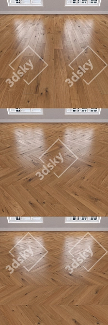 Parquet Oak Caramel: Herringbone, Linear, Chevron 3D model image 2