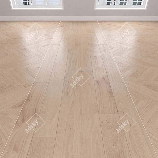 Cream Oak Parquet: Herringbone, Linear, Chevron 3D model image 1