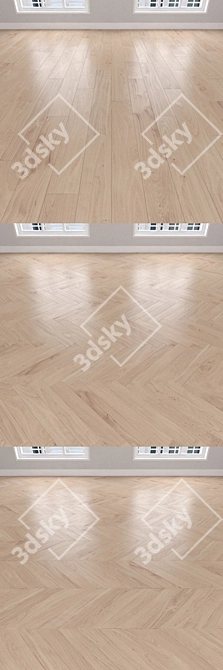 Cream Oak Parquet: Herringbone, Linear, Chevron 3D model image 2