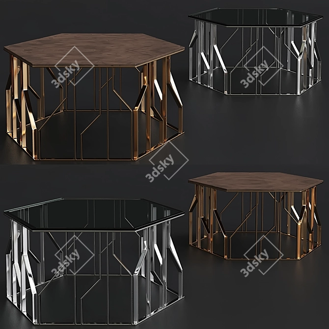 Rustic Wood Coffee Table 3D model image 1