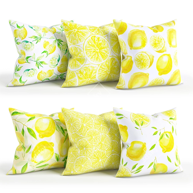 Lemon Bliss Pillow Set 3D model image 1