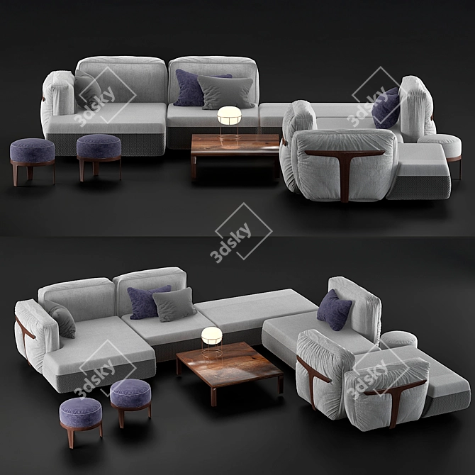 Elegant Nattuzi Sofas | Luxurious Comfort 3D model image 1