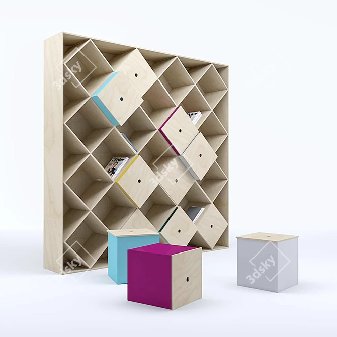 Modern Wooden Bookcase - 2013 Design 3D model image 2