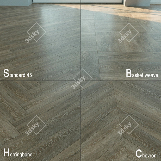 Natural Wood Parquet Flooring 3D model image 1