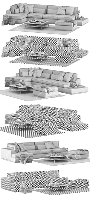 Title: Loman Ditre Italia Sofa Set 3D model image 3