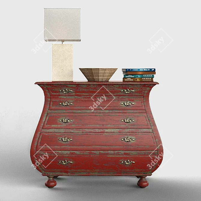 Vintage Bombe Chest: Elegant Storage Solution 3D model image 1