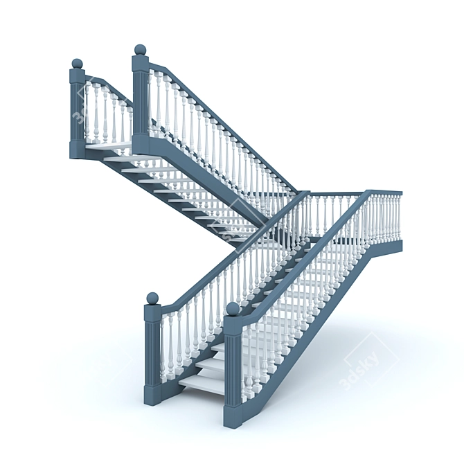 Elegant NeoClassic Stairs 3D model image 1