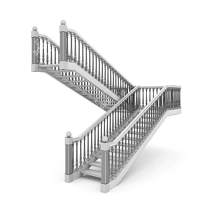 Elegant NeoClassic Stairs 3D model image 2