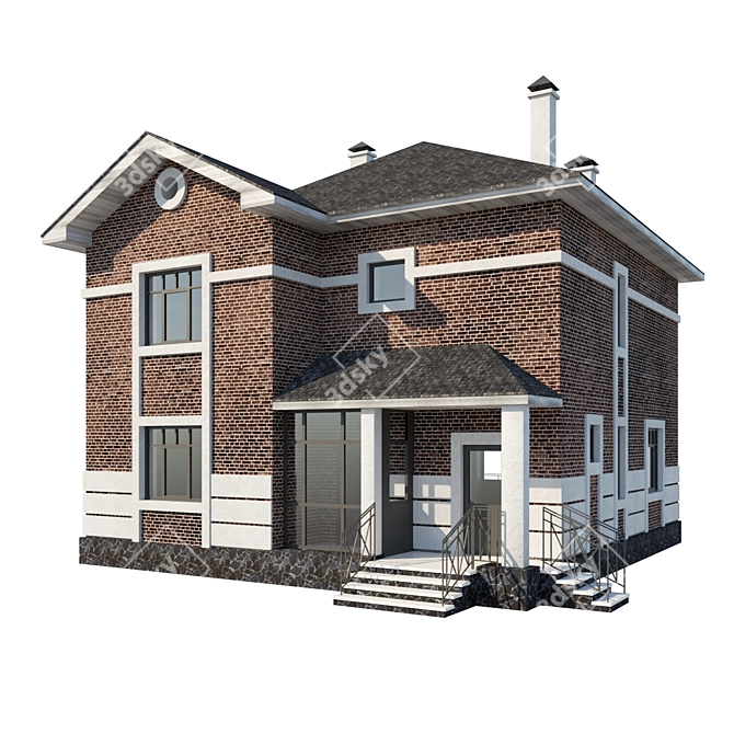 Modern Two-storey House 3D model image 1