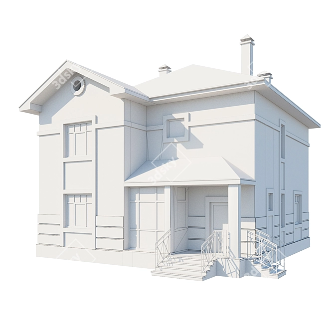 Modern Two-storey House 3D model image 3