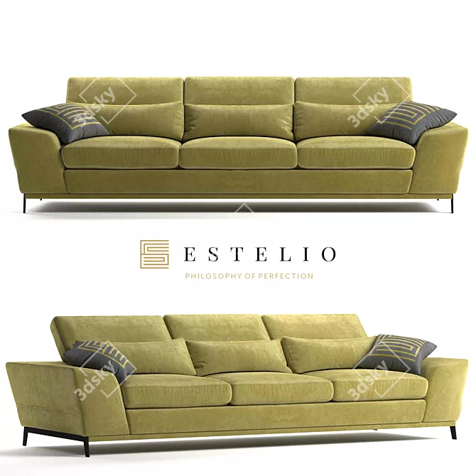 Estelio Boomer: Stylish 3 Seater Sofa 3D model image 1