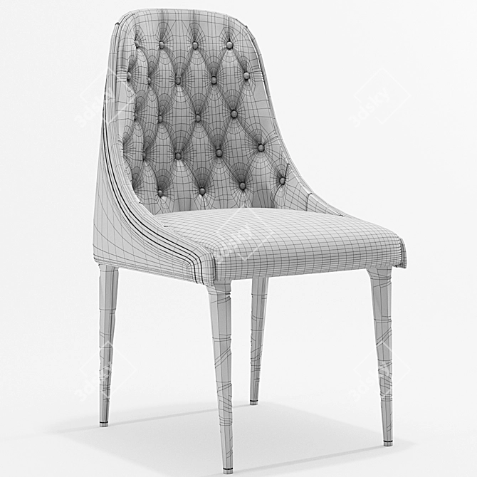 Luxury Capitonne High Back Chair 3D model image 3