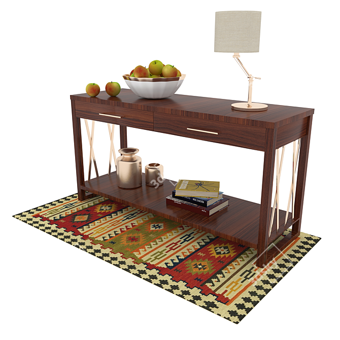 Contemporary Console & Decor Set 3D model image 1