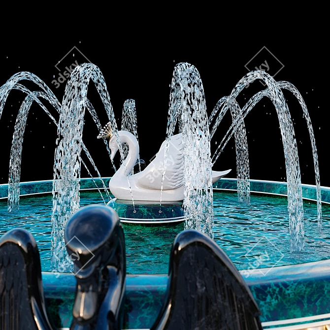 Graceful Swan Fountain 3D model image 2