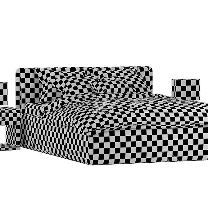 Jesse Velvet Bed 3D model image 2