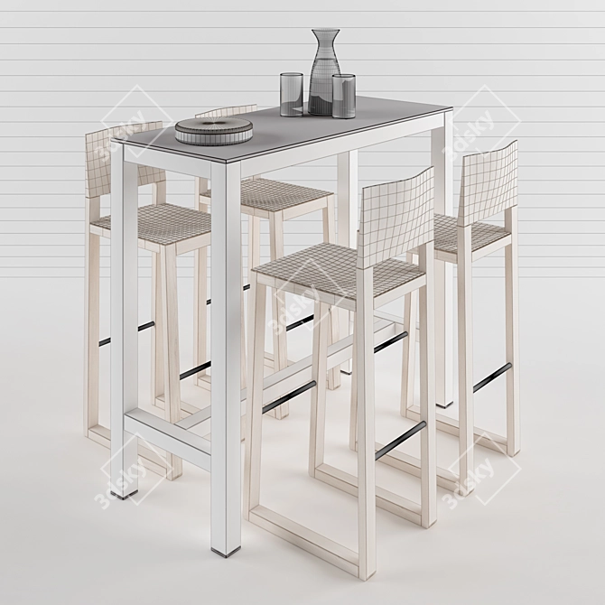 Elegant Brera Bar Set: Gaber Banket Table & Chairs 3D model image 2