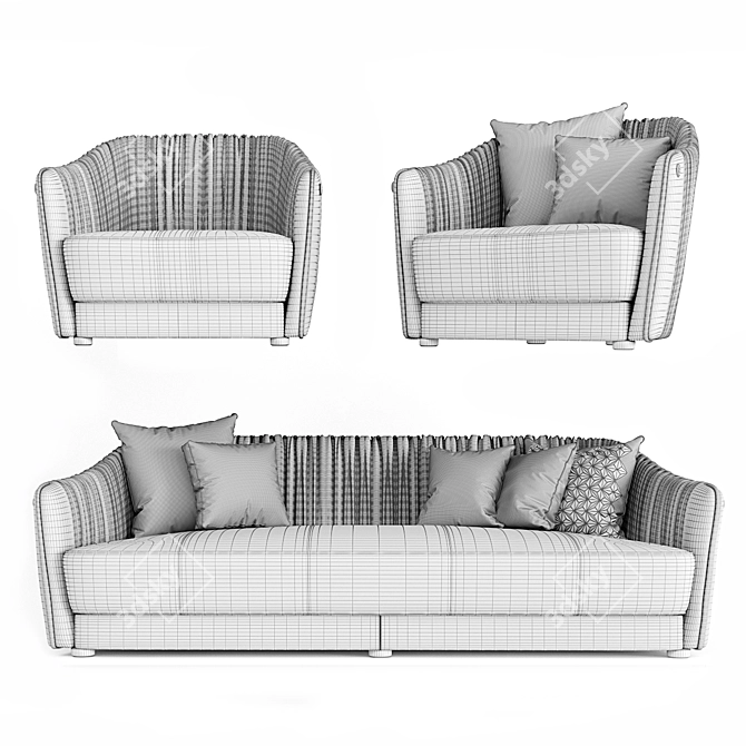 Roberto Cavalli Sharpei Sofa & Armchair Set 3D model image 3