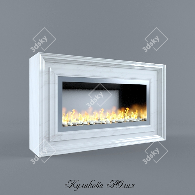 Marble Bioethanol Fireplace 3D model image 2