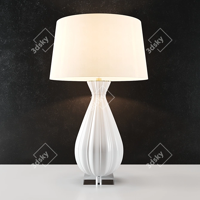 Elegant Treviso Lamp: White & Brass 3D model image 1