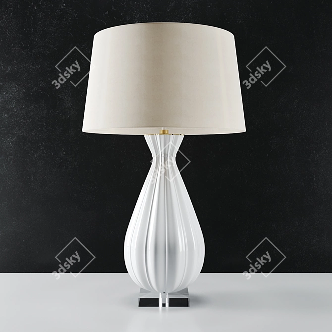 Elegant Treviso Lamp: White & Brass 3D model image 2