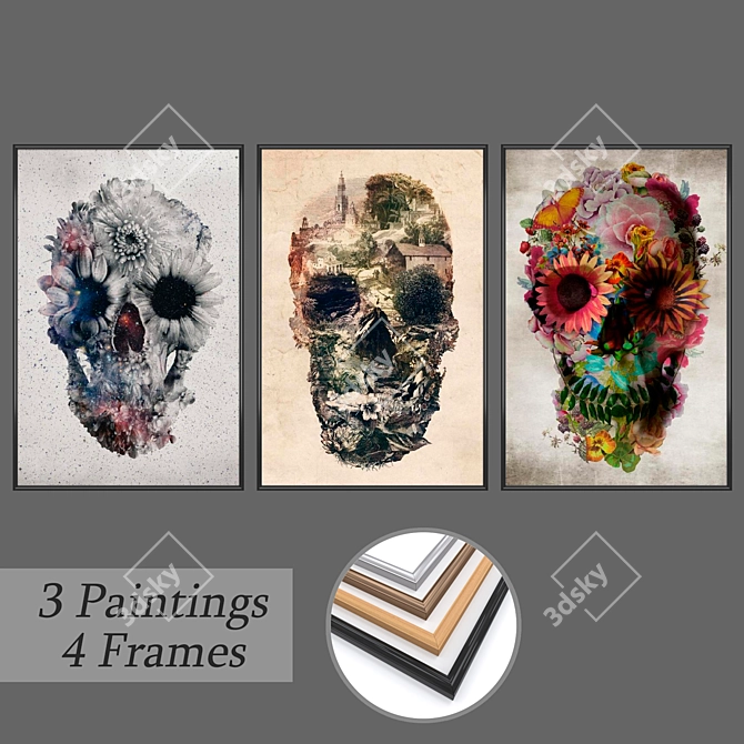 Art Ensemble: Set of 3 Paintings 3D model image 1