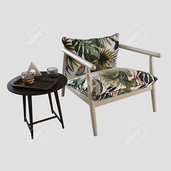 Colorful Lounge: Karin Chair & Tomo Table Set 3D model image 1