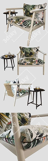Colorful Lounge: Karin Chair & Tomo Table Set 3D model image 2