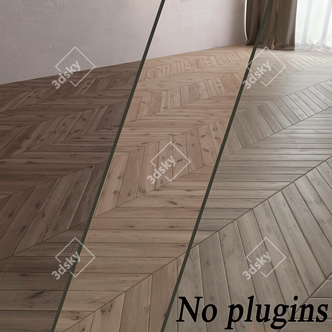 Elegant Chevron Oak Parquet Board 3D model image 1