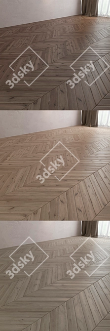 Elegant Chevron Oak Parquet Board 3D model image 2