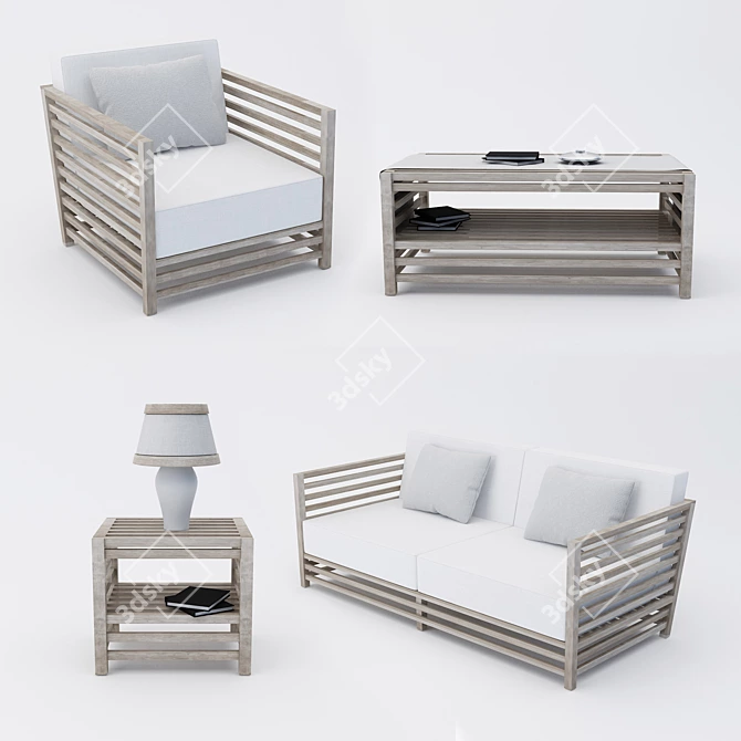 Sleek Wooden Sofa: Modern Design 3D model image 2