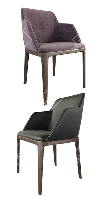 Elegant Poliform Grace Dining Chair 3D model image 2