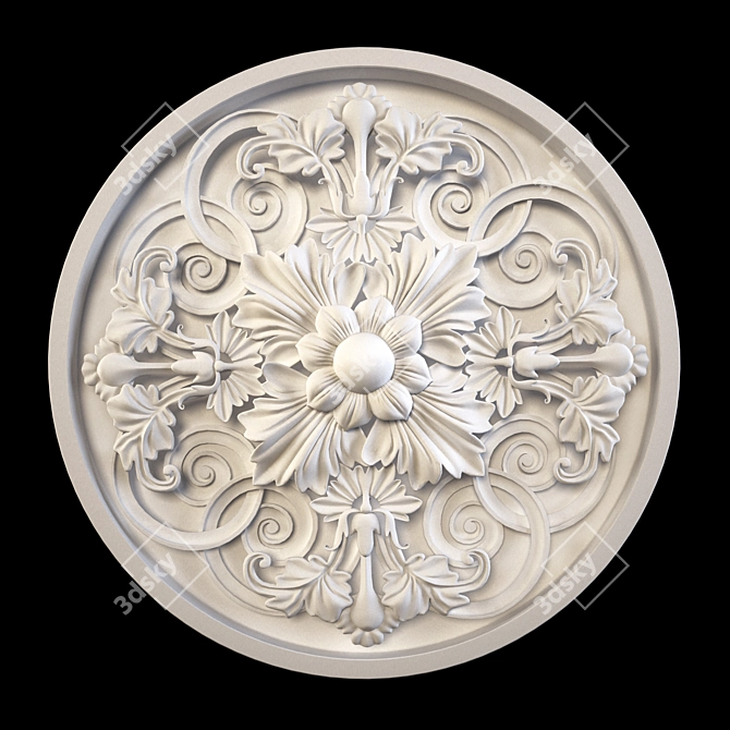 Elegantly Crafted Gypsum Ornament 3D model image 1