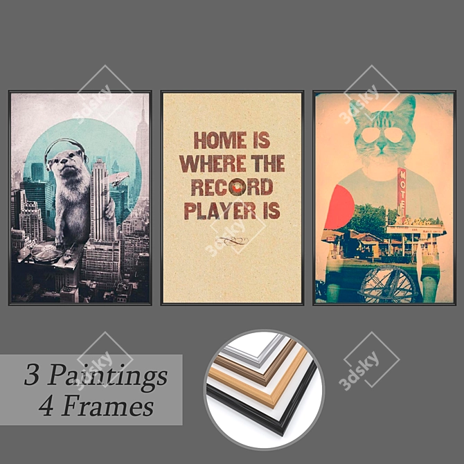 Modern Wall Art Set with Multiple Frames 3D model image 1