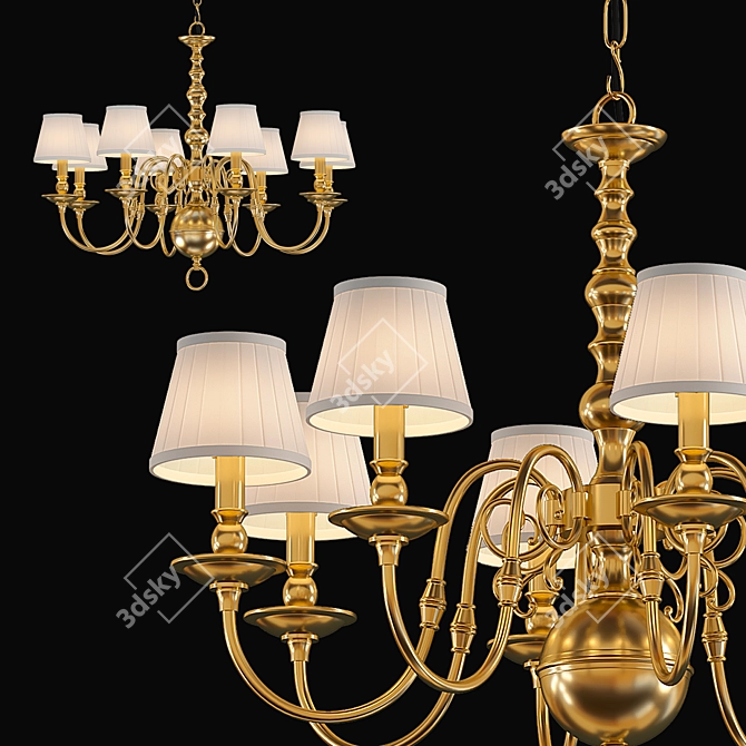 Elegant Bourbon Chandelier 85cm - 3D Max with Meshsmooth 3D model image 1