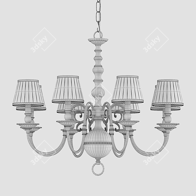 Elegant Bourbon Chandelier 85cm - 3D Max with Meshsmooth 3D model image 3