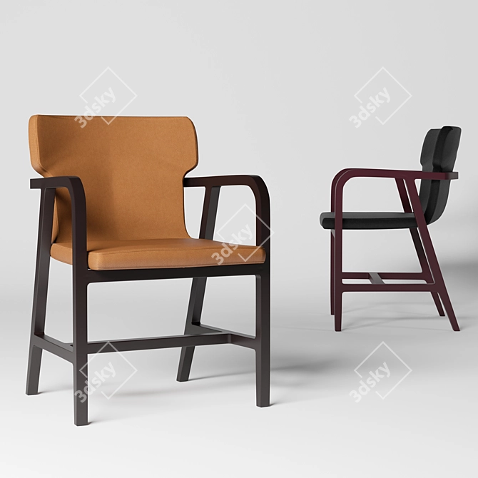 Sleek Maxalto Fulgens Leather Chair 3D model image 1