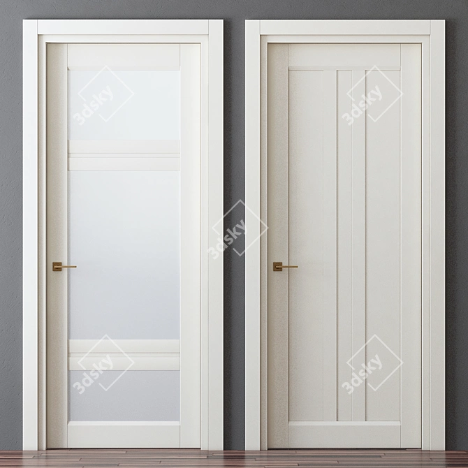 Vintage VARIO Collection: Enamelled Buche Wood Doors 3D model image 1