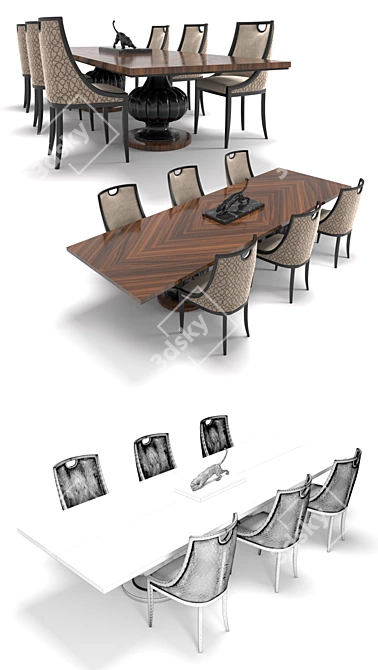 Elegant Karab & Kemp Dining Set 3D model image 2