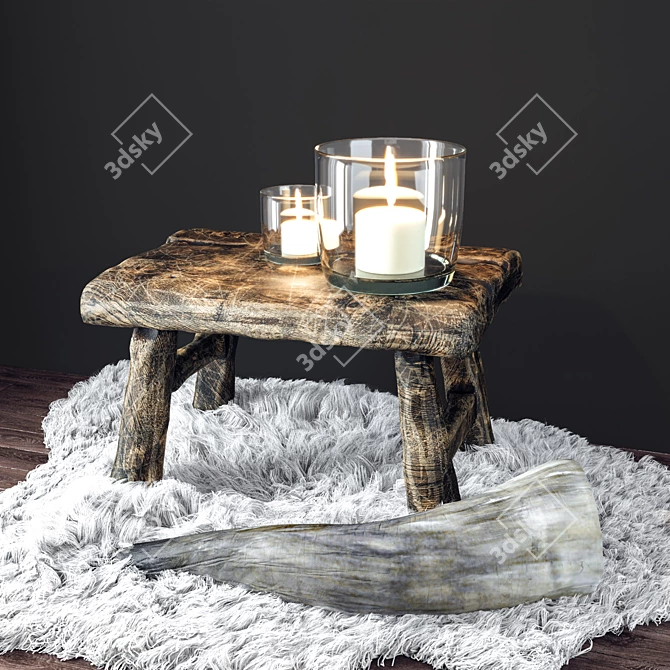 Rustic Wood Scented Candle 3D model image 1
