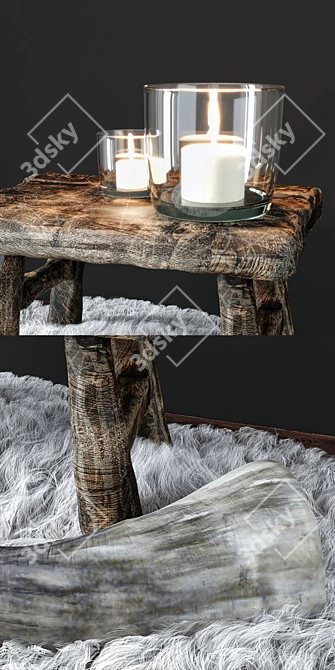 Rustic Wood Scented Candle 3D model image 2