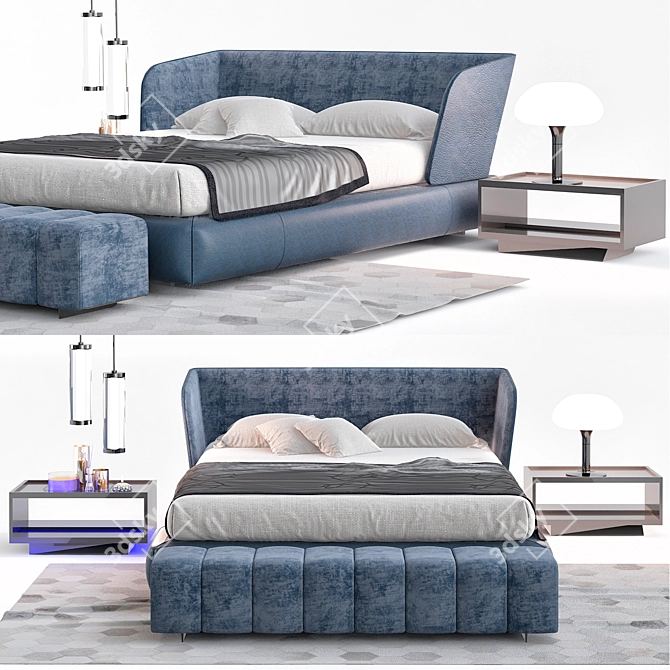 Elegant Minotti Bedroom 3D model image 1