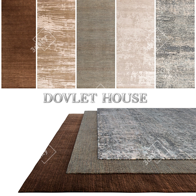 DOVLET HOUSE Carpets Set (253) - 5 Pieces 3D model image 1