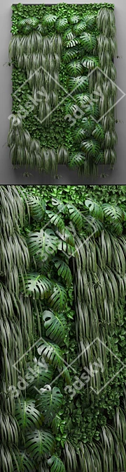 Modular Green Wall: Monstera Vertical Garden 3D model image 2