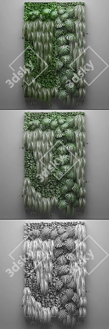 Modular Green Wall: Monstera Vertical Garden 3D model image 3