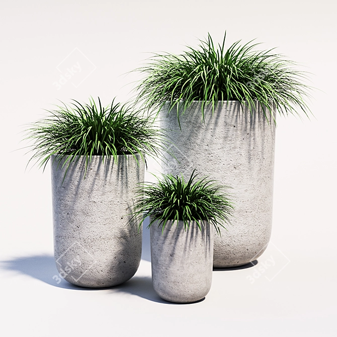 Outdoor Vase Set 3D model image 1